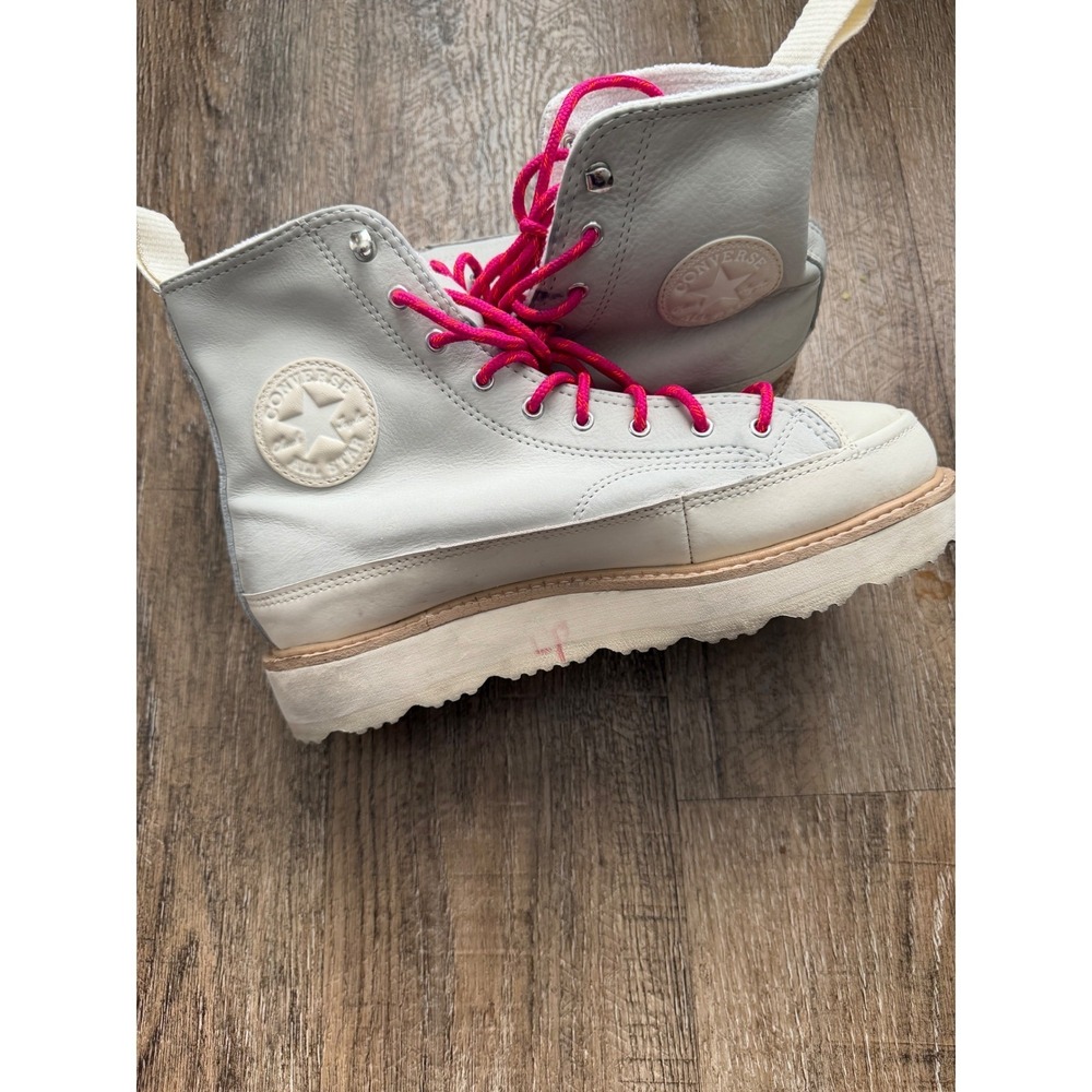 Converse‎ Chuck Taylor All Star Crafted Boot Ghost White Leather Pink Laces w 7 - Picture 9 of 9